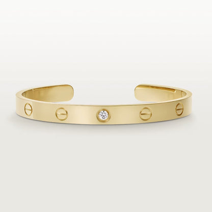 [LUXE] PULSERA DE AMOR DE 6,1 MM CON 1 DIAMANTE Y BRAZALETE ABIERTO 