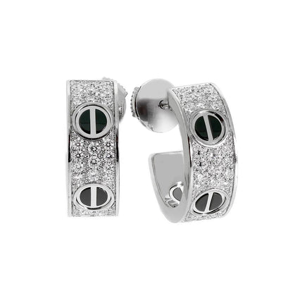 [LUXE] LOVE CERAMIC DIAMOND PAVED SILVER EARRINGS