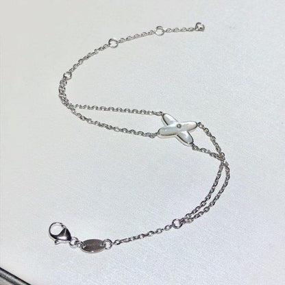 [LUXE]JEUX PULSERA BLANCA MOP PLATA 1 DIAMANTE