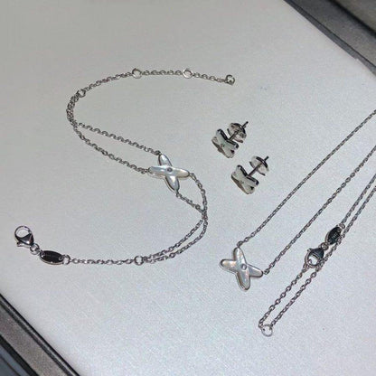 [LUXE]JEUX PULSERA BLANCA MOP PLATA 1 DIAMANTE