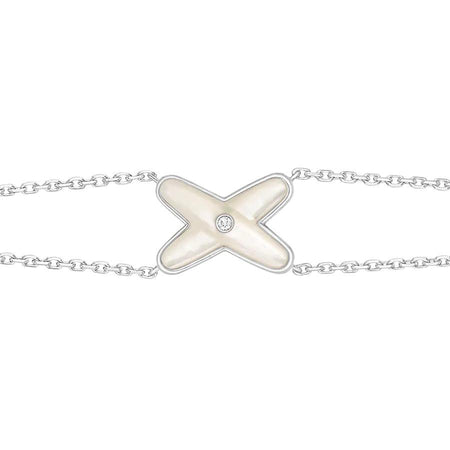 [LUXE]JEUX PULSERA BLANCA MOP PLATA 1 DIAMANTE