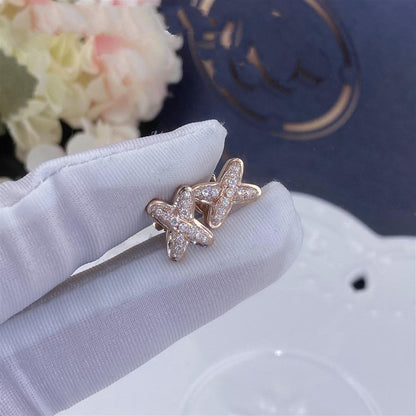 [LUXE]JEUX DE PENDIENTES DE ORO ROSA CON DIAMANTES