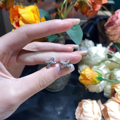 [LUXE]PENDIENTES JEUX DE PLATA CON DIAMANTES