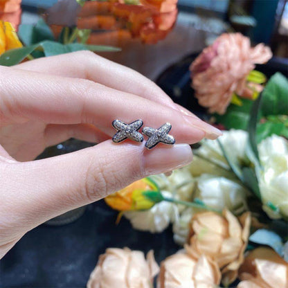 [LUXE]PENDIENTES JEUX DE PLATA CON DIAMANTES
