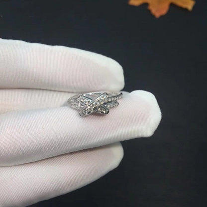 [LUXE]ANILLO JEUX DE PLATA CON DIAMANTES