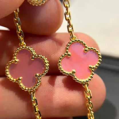 [LUXE] COLECCIÓN DE PULSERAS TRÉBOL 5 MOTIVOS PINK MOP