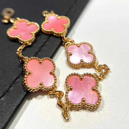 [LUXE] COLECCIÓN DE PULSERAS TRÉBOL 5 MOTIVOS PINK MOP