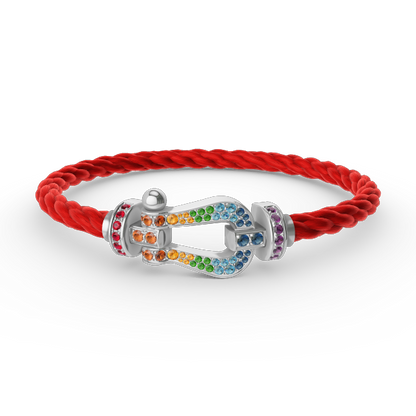 [LUXE]FORC PULSERA GRANDE DE DIAMANTES COLOR HERRADURA PLATA