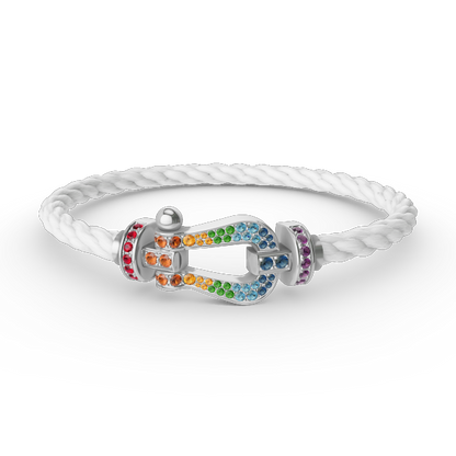[LUXE]FORC PULSERA GRANDE DE DIAMANTES COLOR HERRADURA PLATA