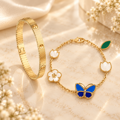 [LUXE] Lucky Spring Butterfly 5-Motif & LOVE Unlimited Bracelet Stack Set