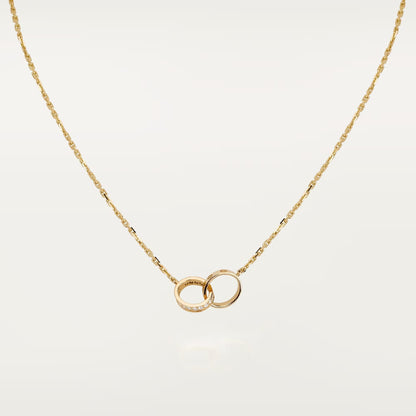 [LUXE] LOVE DOUBLE RING HALF DIAMOND NECKLACE