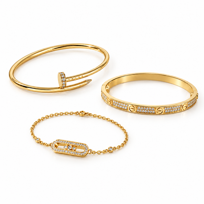 [LUXE] LOVE & JUSTE Baby Move Diamond Bracelet Stack Set