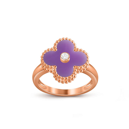 [LUXE] ANILLO DE DIAMANTE TRÉBOL COLECCIÓN ORO ROSA