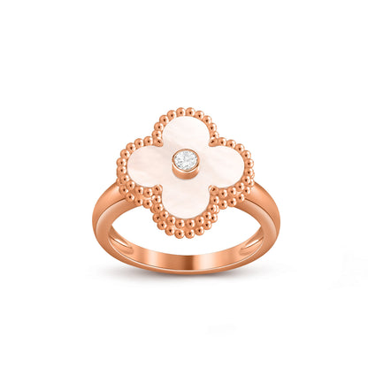[LUXE] ANILLO DE DIAMANTE TRÉBOL COLECCIÓN ORO ROSA