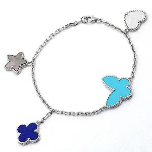 [LUXE]PULSERA DE PLATA LUCKY SPRING CON 4 MOTIVOS