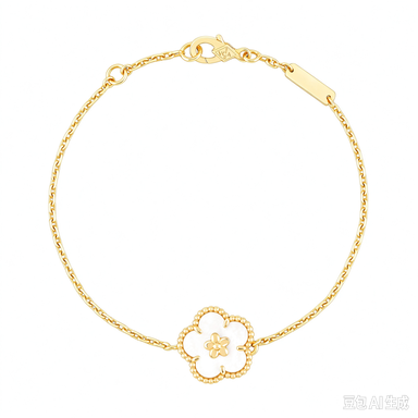 [LUXE]PULSERA DE FLOR DE CIRUELO CON TRAPEADOR BLANCO DE LA SUERTE