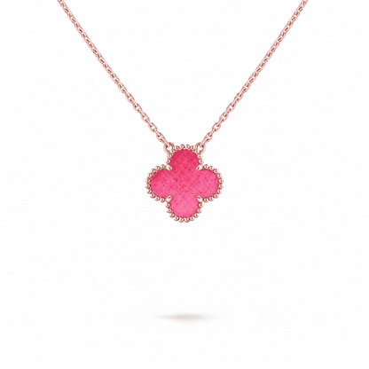 [LUXE] NEW CLOVER 15MM PINK ENAMEL NECKLACE