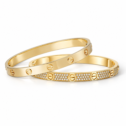 [LUXE] LOVE  Classic & Diamond-Paved Bracelet Stack Set