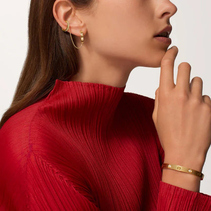 [LUXE] LOVE 3.0MM HALF DIAMOND EARRINGS