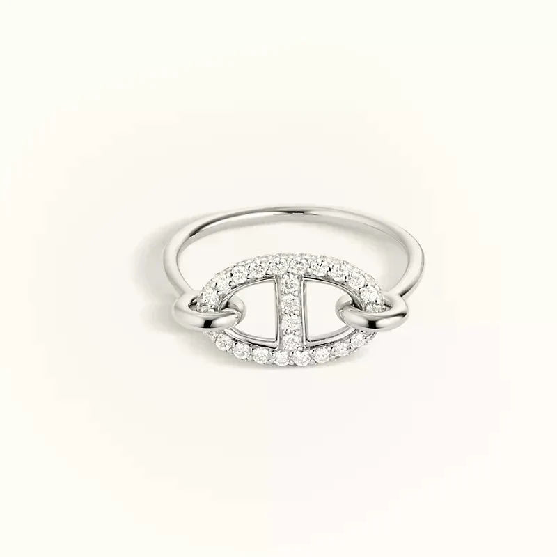 [LUXE]ANILLO PEQUEÑO DE PLATA CON DIAMANTES RONDE
