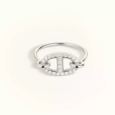 [LUXE]ANILLO PEQUEÑO DE PLATA CON DIAMANTES RONDE