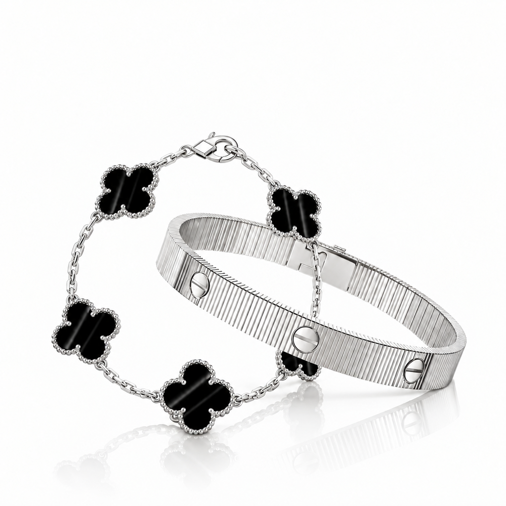 [LUXE] Clover 5-Motif & LOVE Unlimited Bracelet Set