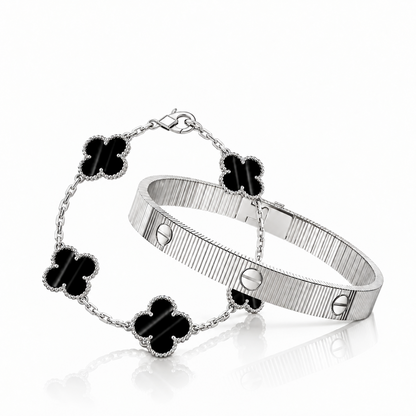 [LUXE] Clover 5-Motif & LOVE Unlimited Bracelet Set