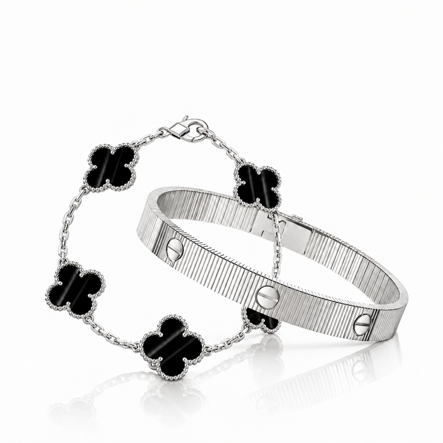 [LUXE] Clover 5-Motif & LOVE Unlimited Bracelet Set