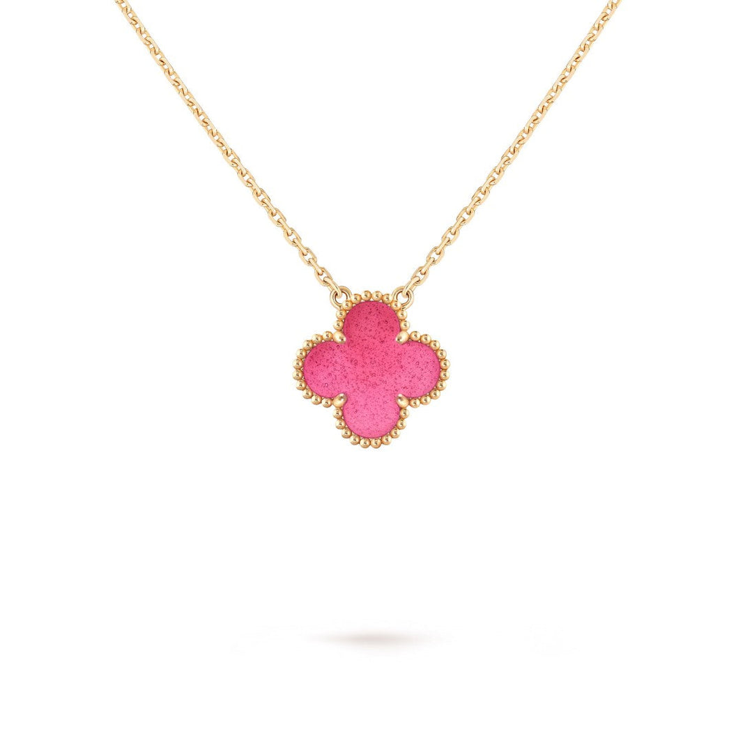 [LUXE] NEW CLOVER 15MM PINK ENAMEL NECKLACE