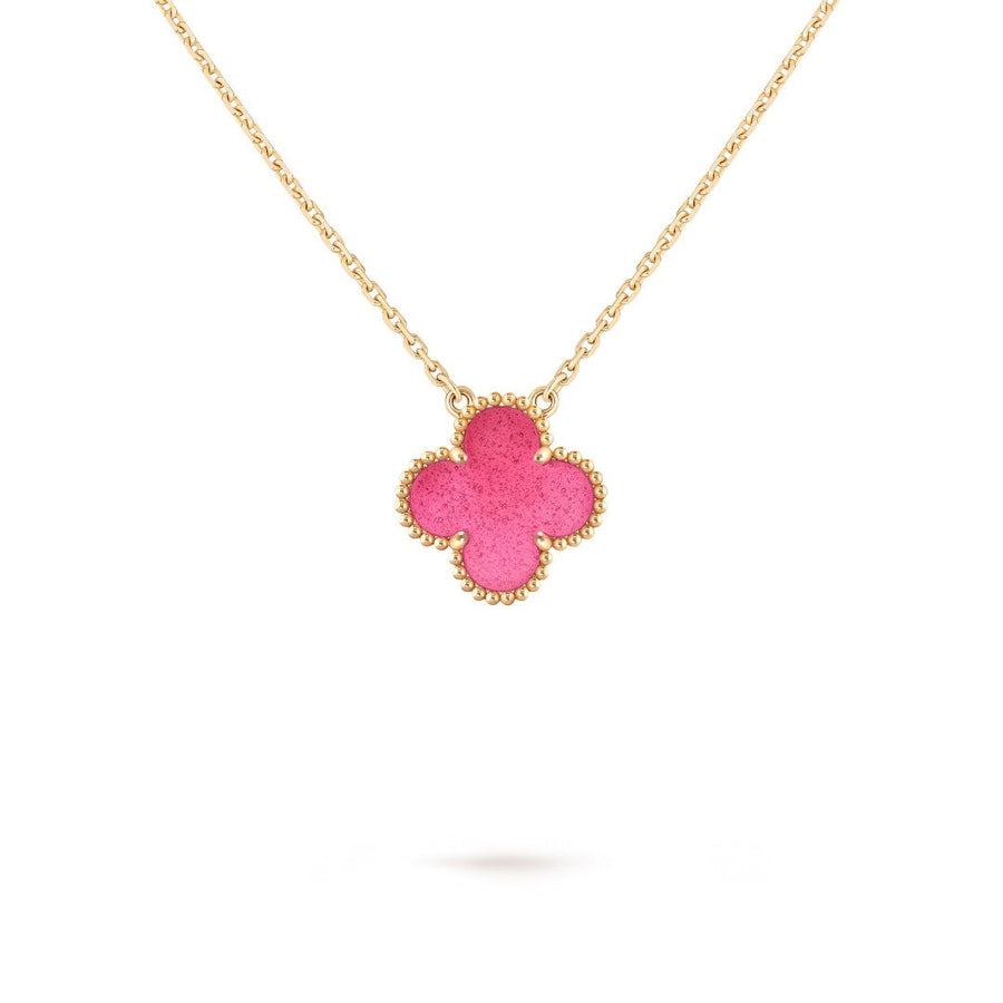 [LUXE] NEW CLOVER 15MM PINK ENAMEL NECKLACE