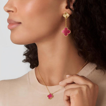 [LUXE] NEW CLOVER 15MM PINK ENAMEL NECKLACE