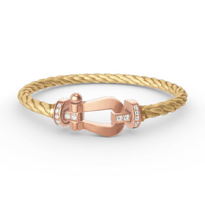 [LUXE]FORCE PULSERA GRANDE DE HERRADURA CON MEDIO DIAMANTE EN ORO ROSA