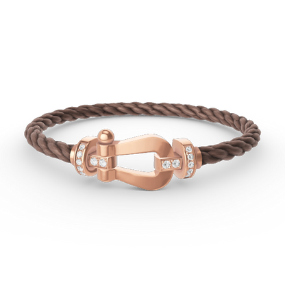 [LUXE]FORCE PULSERA GRANDE DE HERRADURA CON MEDIO DIAMANTE EN ORO ROSA
