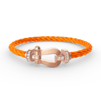 [LUXE]FORCE PULSERA GRANDE DE HERRADURA CON MEDIO DIAMANTE EN ORO ROSA