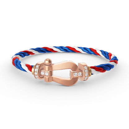 [LUXE]FORCE PULSERA GRANDE DE HERRADURA CON MEDIO DIAMANTE EN ORO ROSA