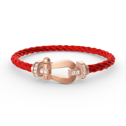 [LUXE]FORCE PULSERA GRANDE DE HERRADURA CON MEDIO DIAMANTE EN ORO ROSA