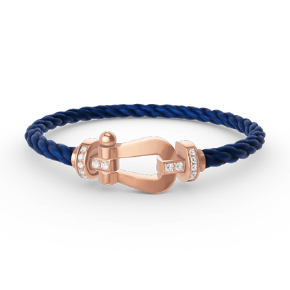 [LUXE]FORCE PULSERA GRANDE DE HERRADURA CON MEDIO DIAMANTE EN ORO ROSA