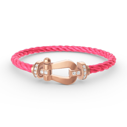 [LUXE]FORCE PULSERA GRANDE DE HERRADURA CON MEDIO DIAMANTE EN ORO ROSA