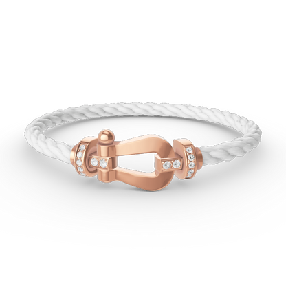 [LUXE]FORCE PULSERA GRANDE DE HERRADURA CON MEDIO DIAMANTE EN ORO ROSA