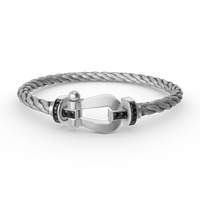 [LUXE]FORCE PULSERA DE HERRADURA GRANDE CON DIAMANTES NEGROS EN PLATA