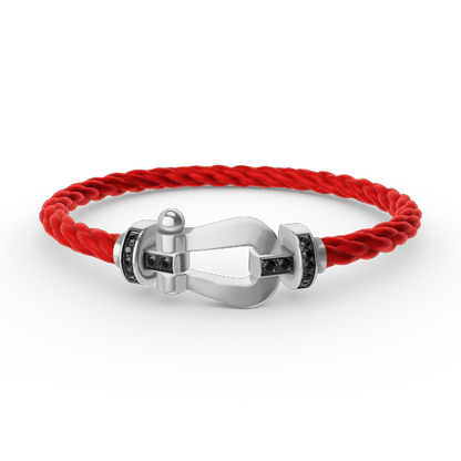 [LUXE]FORCE PULSERA DE HERRADURA GRANDE CON DIAMANTES NEGROS EN PLATA
