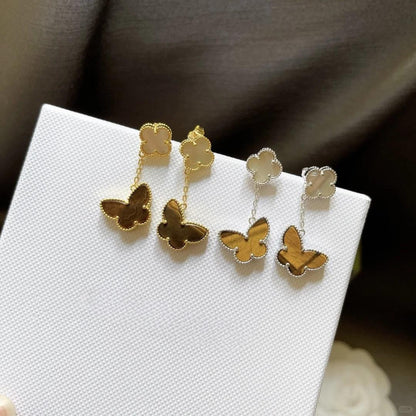 [Bloom] PENDIENTES DE TRAPEADOR DE OJO DE TIGRE CON MOTIVO DE MARIPOSA 2