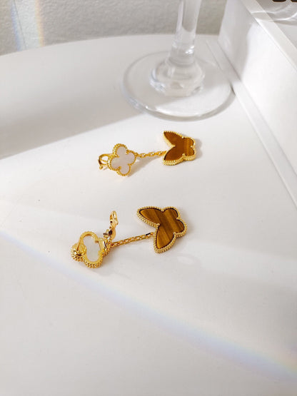 [Bloom] PENDIENTES DE TRAPEADOR DE OJO DE TIGRE CON MOTIVO DE MARIPOSA 2