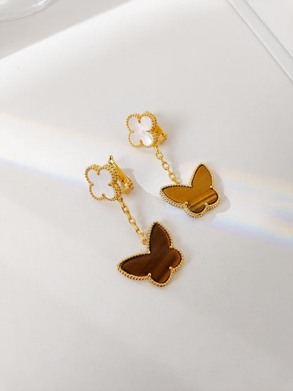 [Bloom] PENDIENTES DE TRAPEADOR DE OJO DE TIGRE CON MOTIVO DE MARIPOSA 2