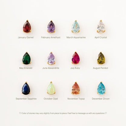 Pendientes Huggies con forma de gota de piedra de nacimiento pavé