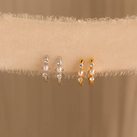 Huggies de perla y diamante