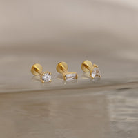 Juego de pendientes con parte trasera plana y diamantes mixtos