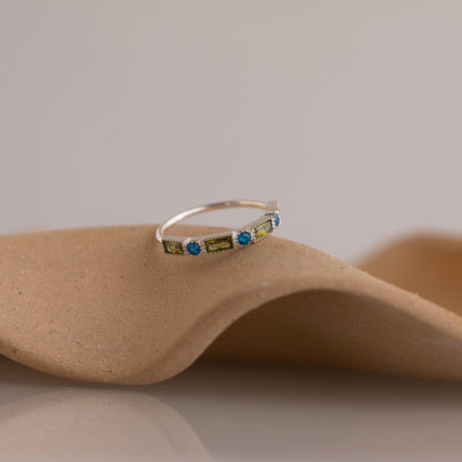 Anillo Art Déco con piedras de nacimiento mixtas