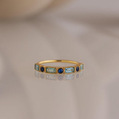 Anillo Art Déco con piedras de nacimiento mixtas