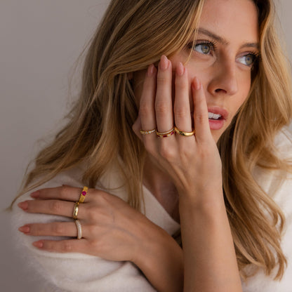 Anillo Art Déco con piedras de nacimiento mixtas